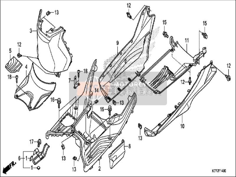 Honda SH125D 2019 Étape de plancher pour un 2019 Honda SH125D